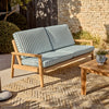 Kew 2 Seater Teak Garden Sofa, Raya Blue Stripe